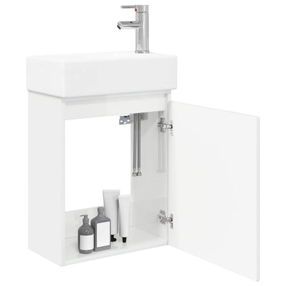 Mobile bagno con rubinetto Bianco Lucido 45,5 x 25,5 x 84 cm | homemem39