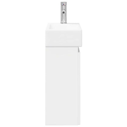 Mobile bagno con rubinetto Bianco Lucido 45,5 x 25,5 x 84 cm | homemem39