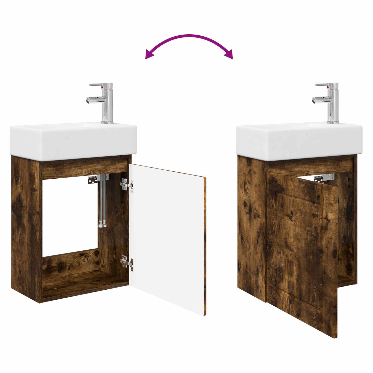 Mobile bagno con rubinetto Rovere Fumo 45,5 x 25,5 x 84 cm | homemem39
