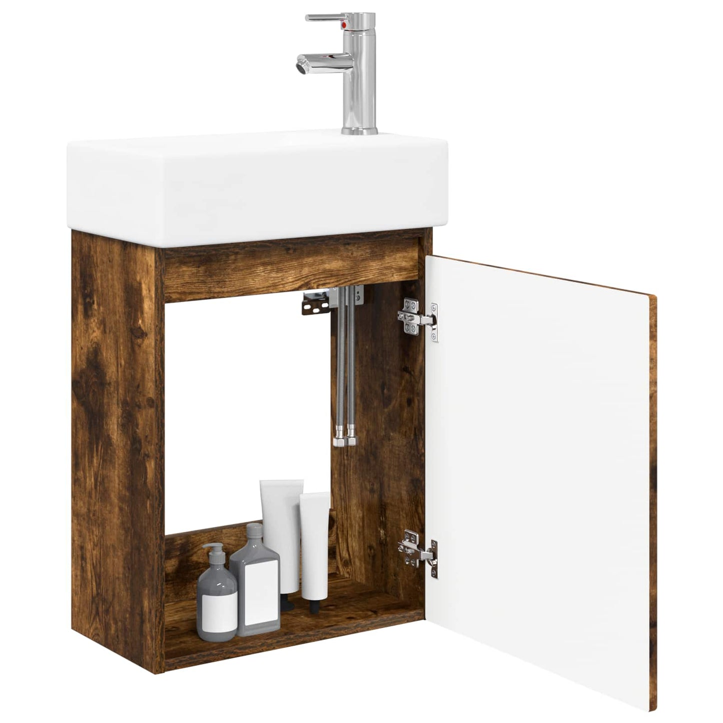 Mobile bagno con rubinetto Rovere Fumo 45,5 x 25,5 x 84 cm | homemem39