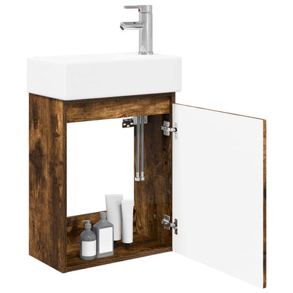 Mobile bagno con rubinetto Rovere Fumo 45,5 x 25,5 x 84 cm | homemem39