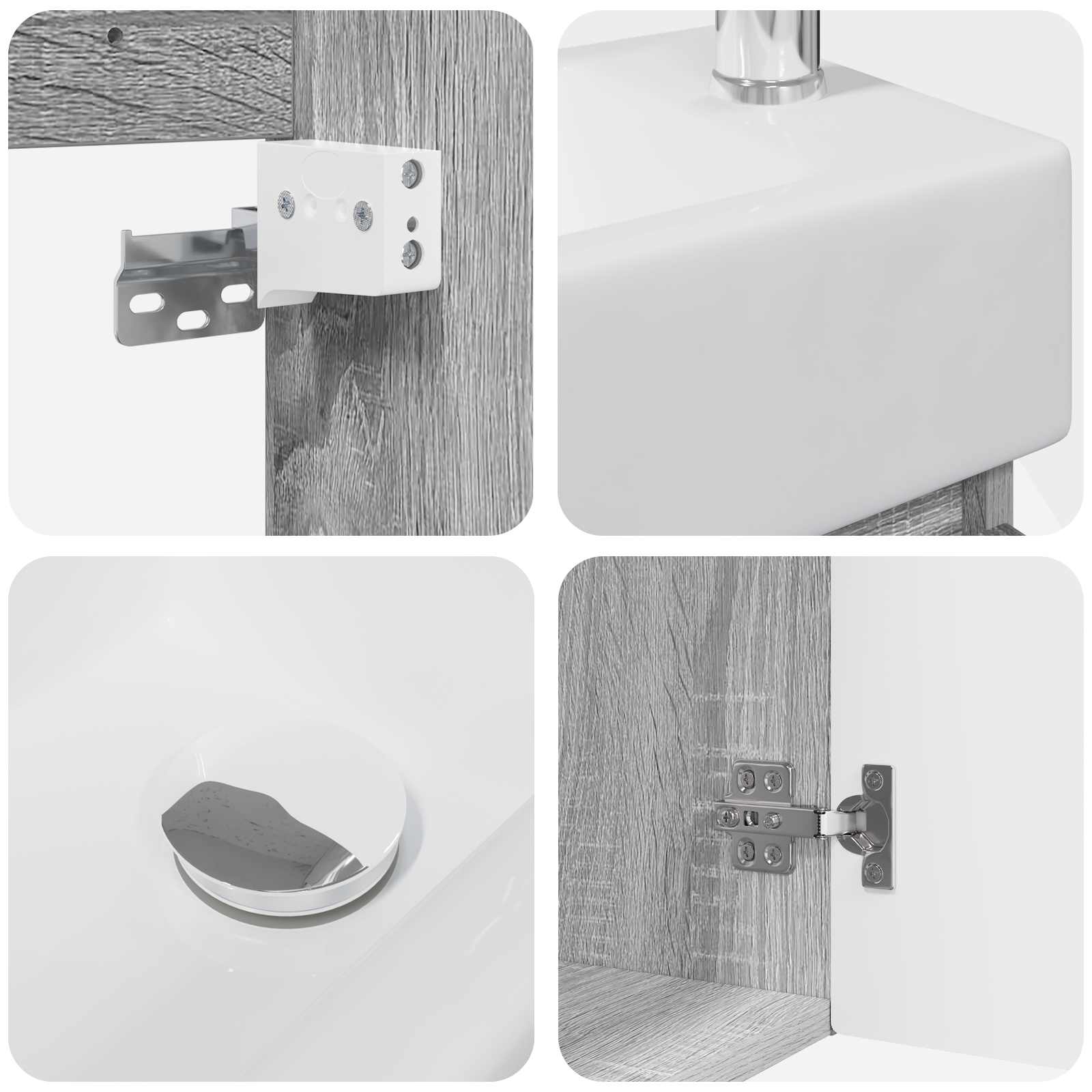 Mobile bagno con rubinetto Sonoma grigio 45,5 x 25,5 x 84 cm | homemem39