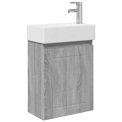 Mobile bagno con rubinetto Sonoma grigio 45,5 x 25,5 x 84 cm | homemem39