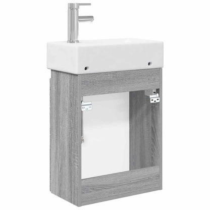 Mobile bagno con rubinetto Sonoma grigio 45,5 x 25,5 x 84 cm | homemem39