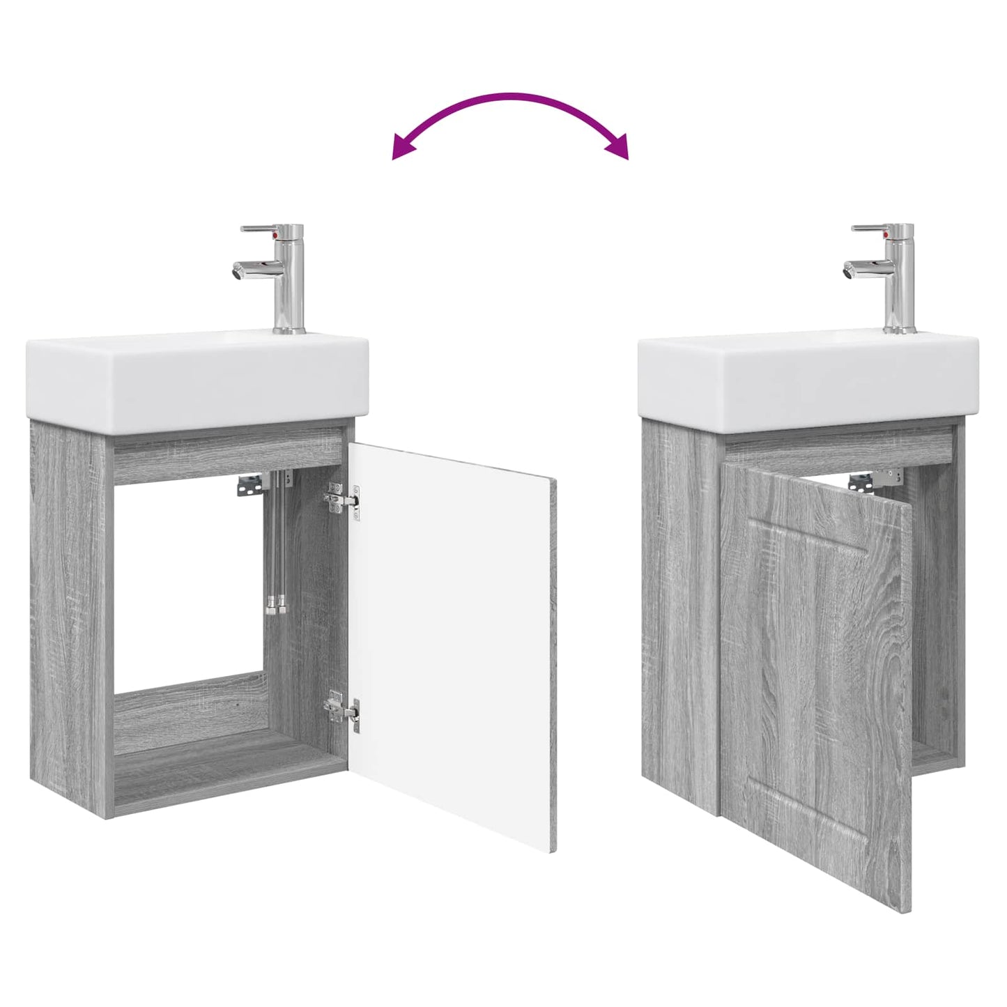 Mobile bagno con rubinetto Sonoma grigio 45,5 x 25,5 x 84 cm | homemem39