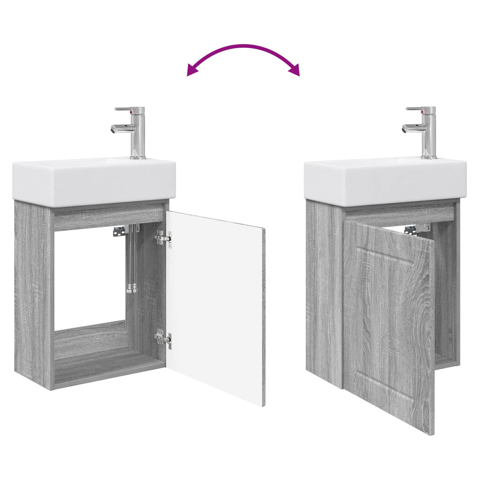 Mobile bagno con rubinetto Sonoma grigio 45,5 x 25,5 x 84 cm | homemem39