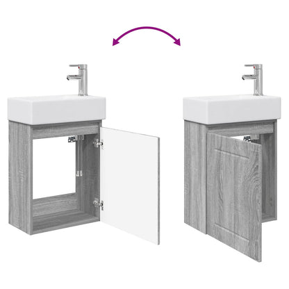 Mobile bagno con rubinetto Sonoma grigio 45,5 x 25,5 x 84 cm | homemem39