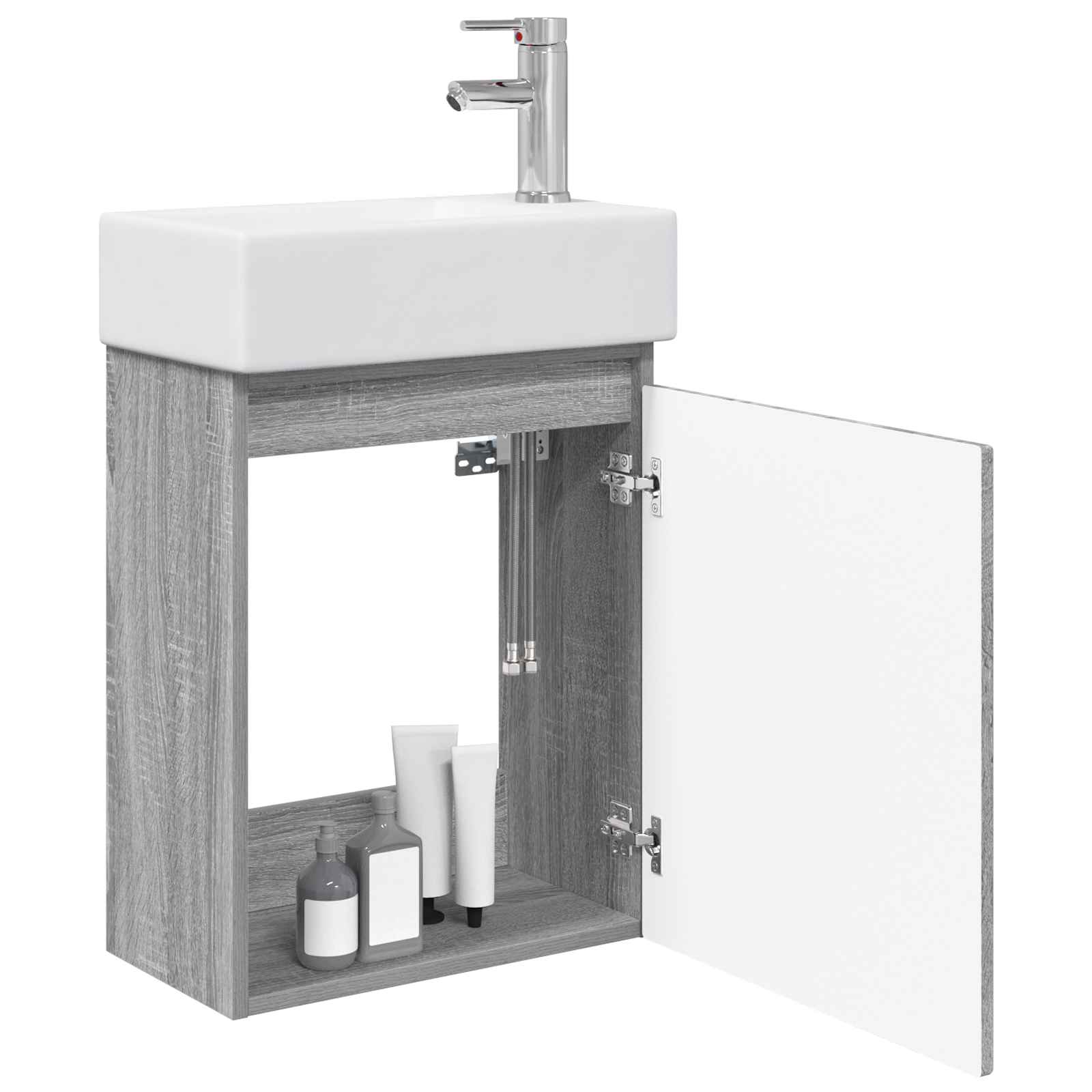 Mobile bagno con rubinetto Sonoma grigio 45,5 x 25,5 x 84 cm | homemem39