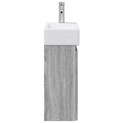 Mobile bagno con rubinetto Sonoma grigio 45,5 x 25,5 x 84 cm | homemem39