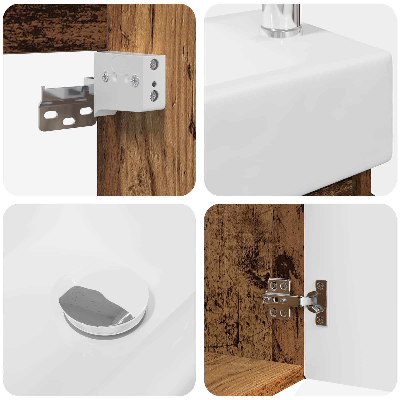 Mobile bagno con rubinetto Legno antico 45,5 x 25,5 x 84 cm | homemem39