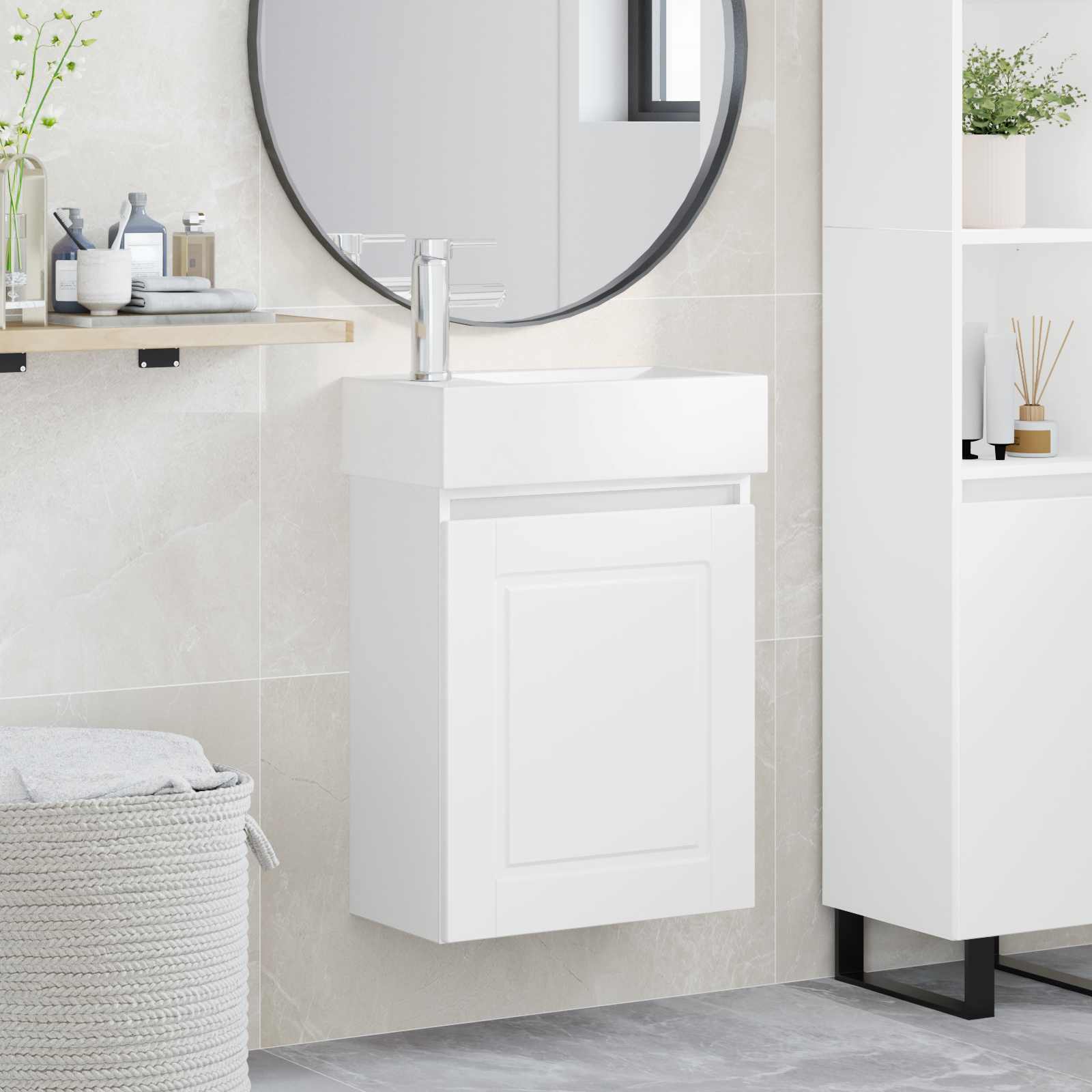 Mobile bagno con rubinetto Bianco 45,5 x 22,5 x 84 cm | homemem39