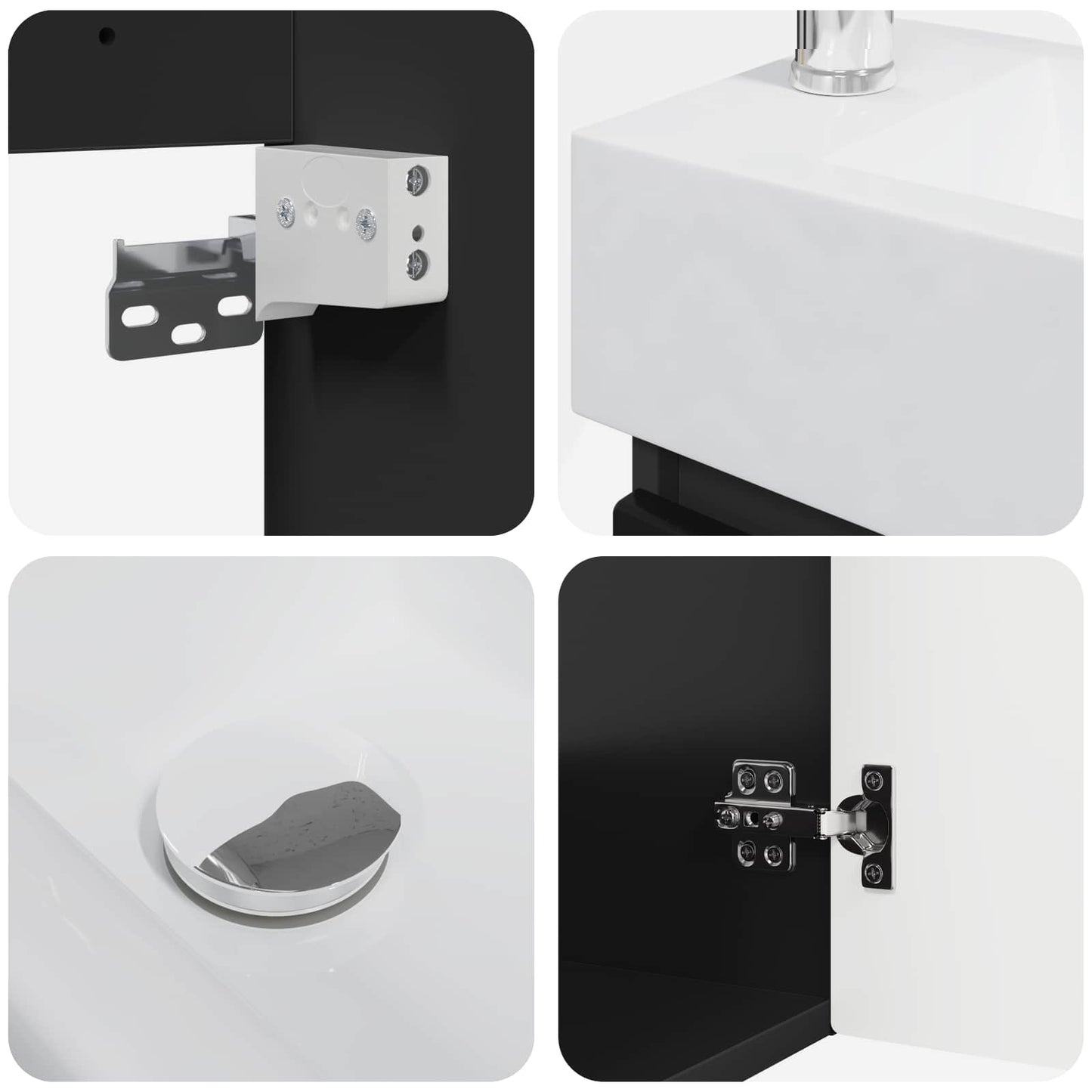 Mobile bagno con rubinetto Nero 45,5 x 22,5 x 84 cm | homemem39