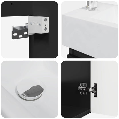 Mobile bagno con rubinetto Nero 45,5 x 22,5 x 84 cm | homemem39