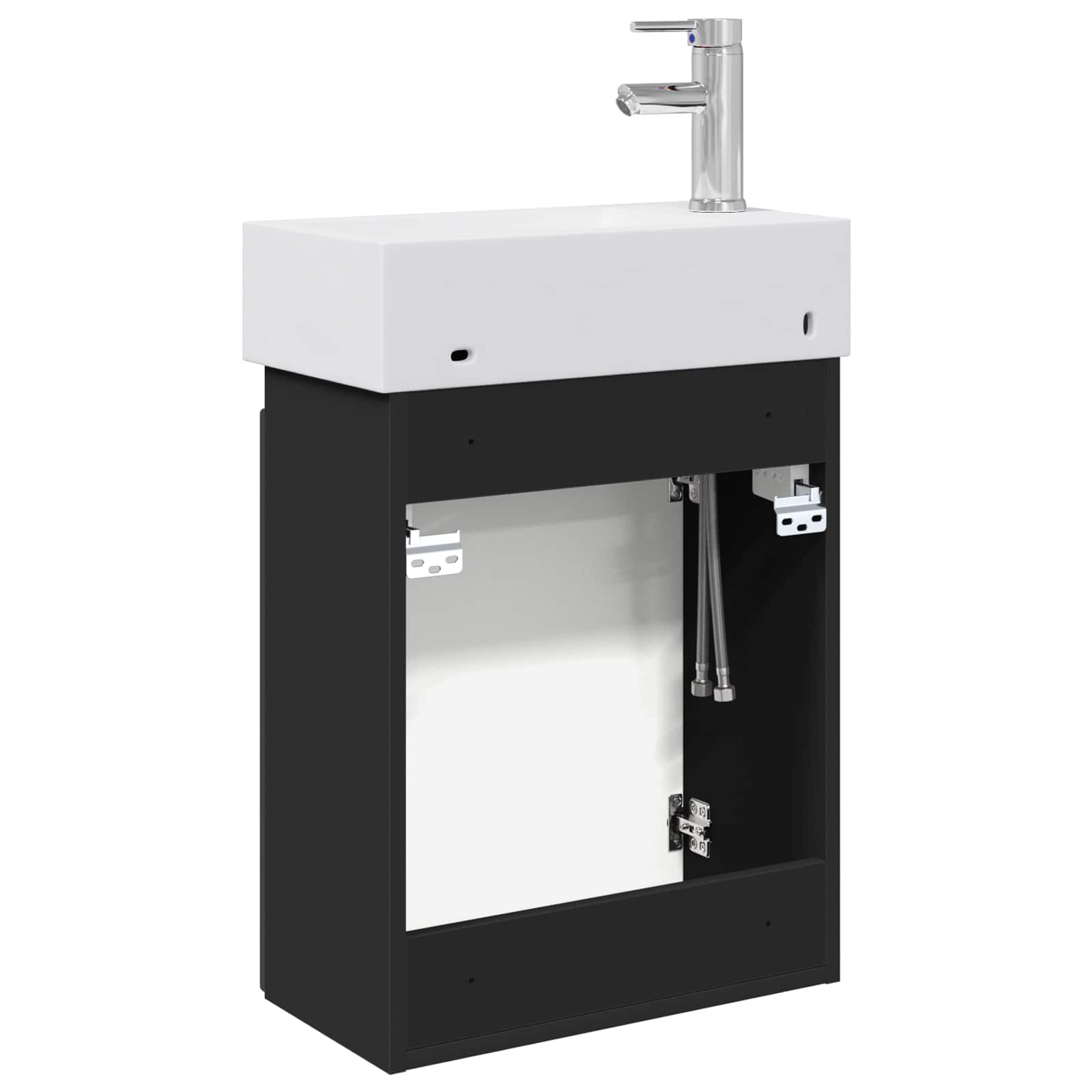 Mobile bagno con rubinetto Nero 45,5 x 22,5 x 84 cm | homemem39