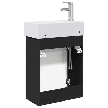 Mobile bagno con rubinetto Nero 45,5 x 22,5 x 84 cm | homemem39