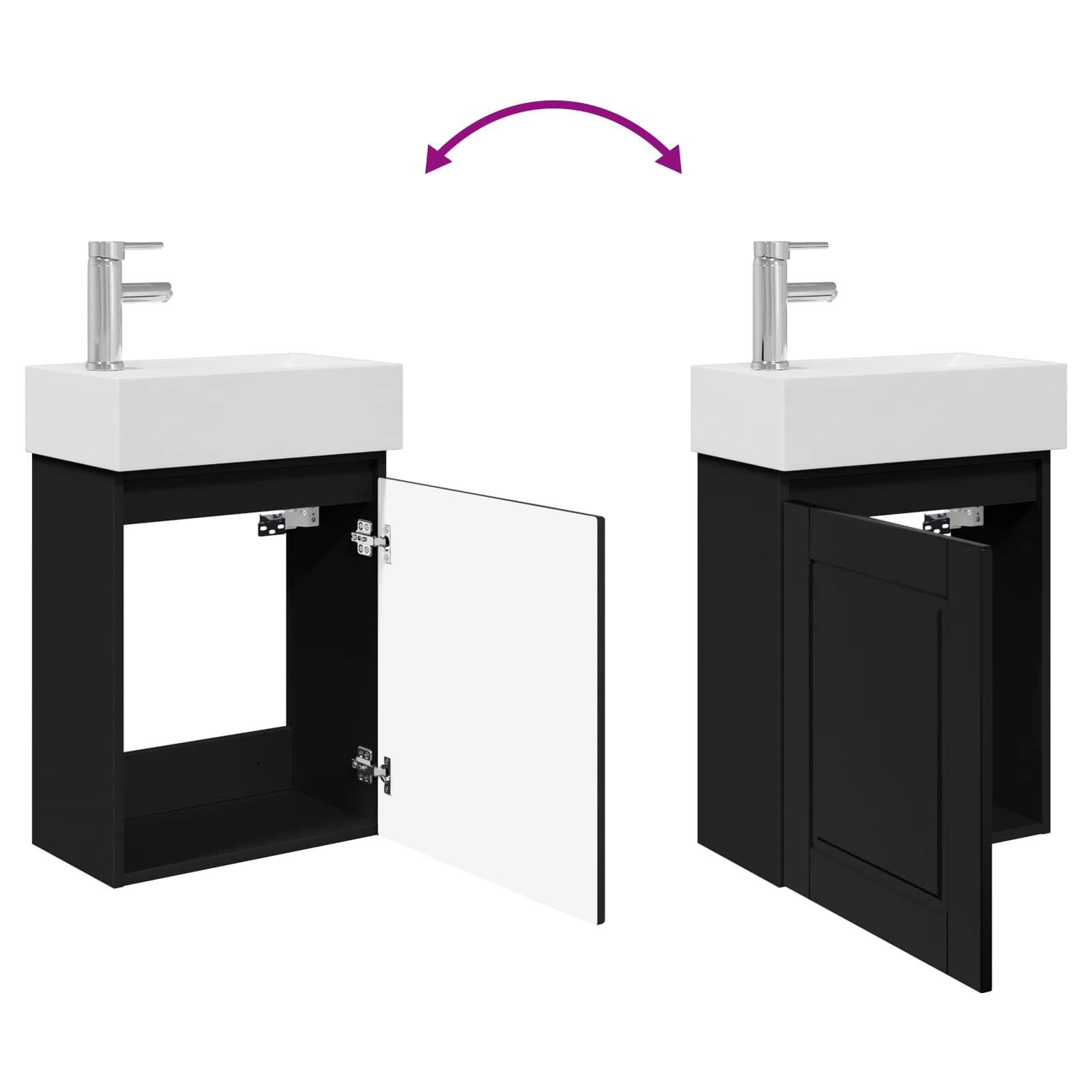 Mobile bagno con rubinetto Nero 45,5 x 22,5 x 84 cm | homemem39