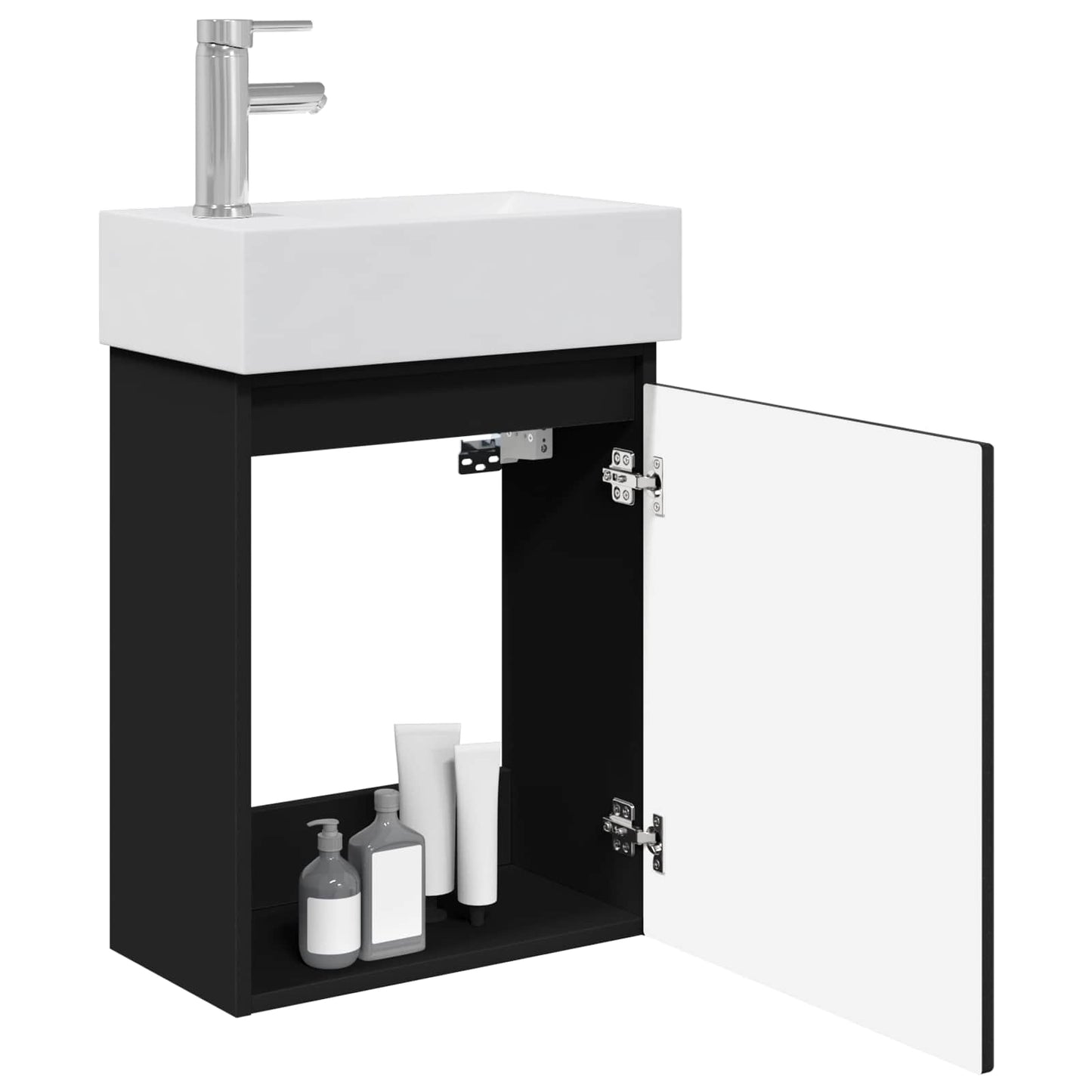 Mobile bagno con rubinetto Nero 45,5 x 22,5 x 84 cm | homemem39
