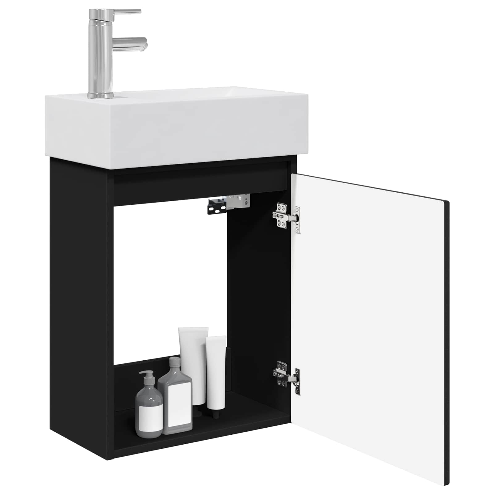 Mobile bagno con rubinetto Nero 45,5 x 22,5 x 84 cm | homemem39