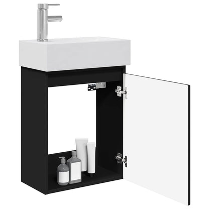 Mobile bagno con rubinetto Nero 45,5 x 22,5 x 84 cm | homemem39
