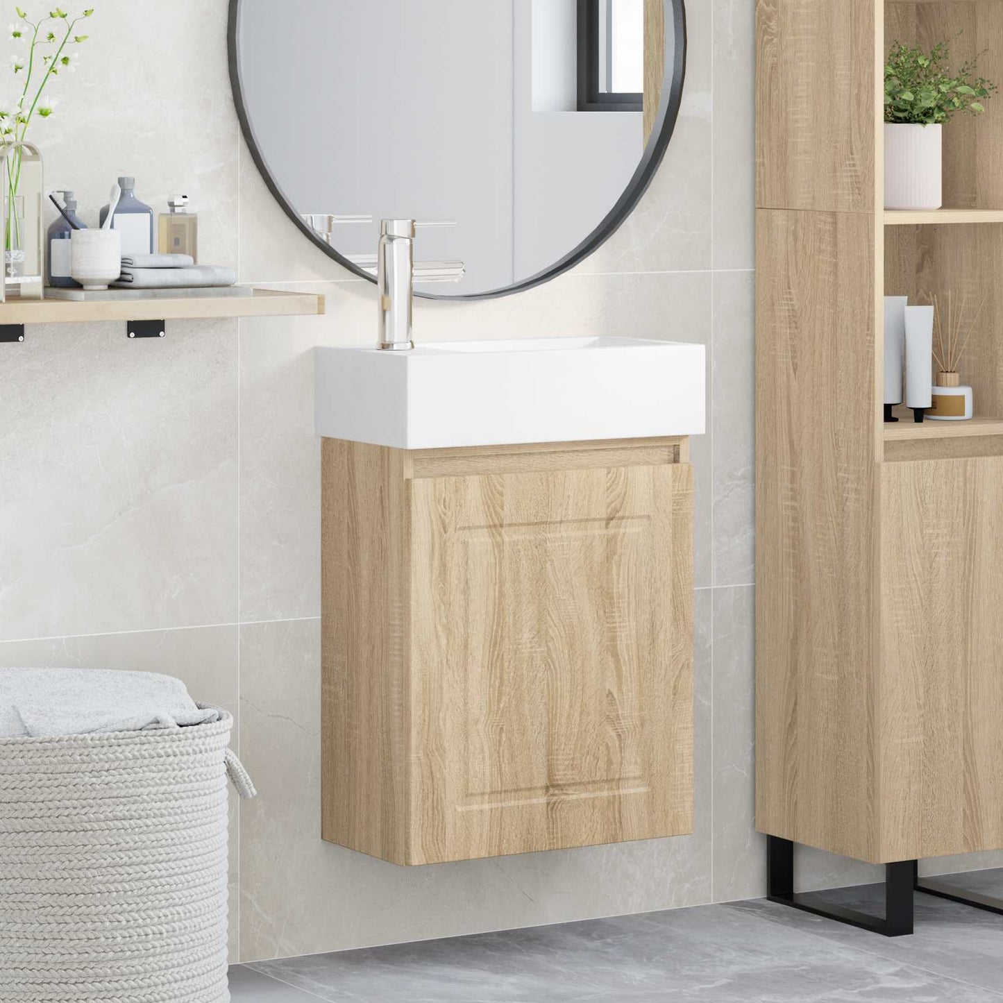 Mobile bagno con rubinetto Rovere Sonoma 45,5 x 22,5 x 84 cm | homemem39