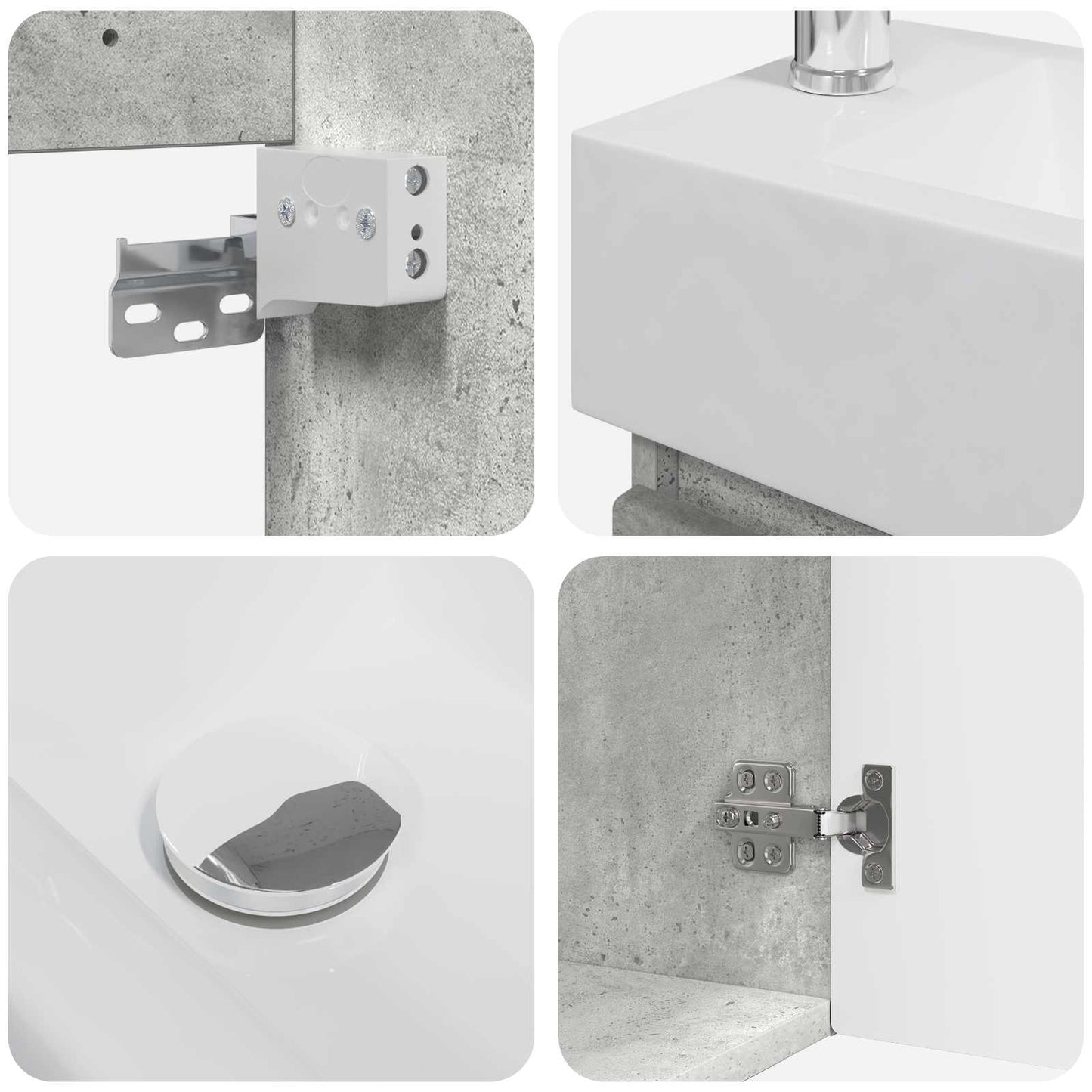 Mobile bagno con rubinetto Grigio Cemento 45,5 x 22,5 x 84 cm | homemem39