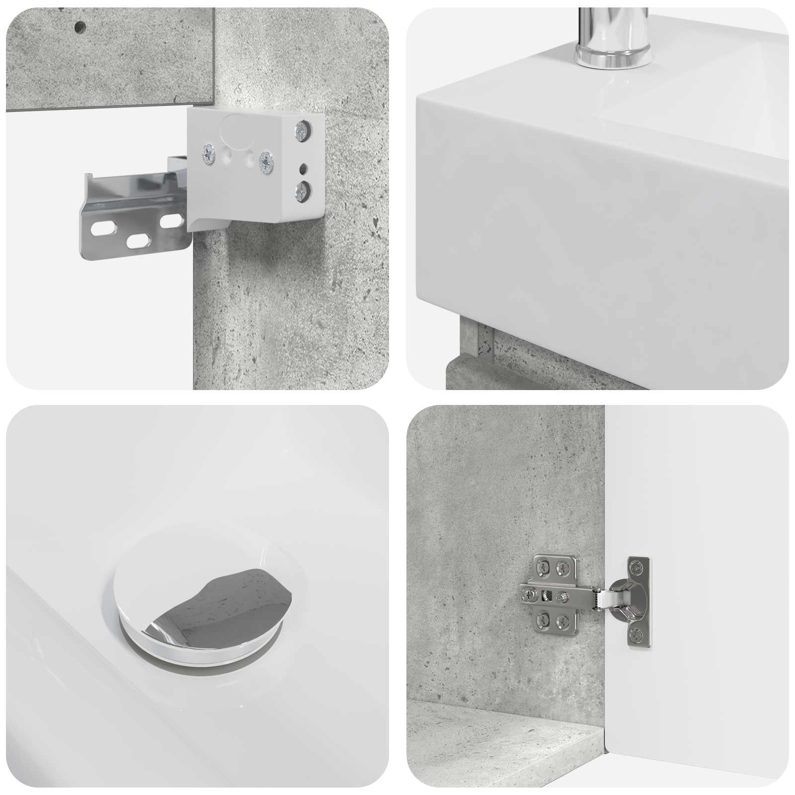 Mobile bagno con rubinetto Grigio Cemento 45,5 x 22,5 x 84 cm | homemem39