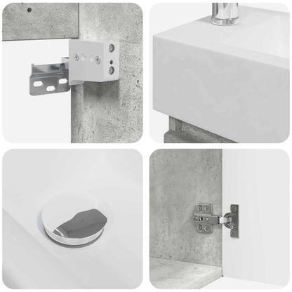 Mobile bagno con rubinetto Grigio Cemento 45,5 x 22,5 x 84 cm | homemem39