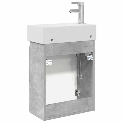 Mobile bagno con rubinetto Grigio Cemento 45,5 x 22,5 x 84 cm | homemem39