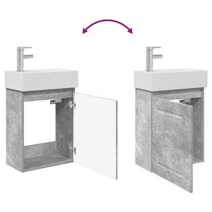 Mobile bagno con rubinetto Grigio Cemento 45,5 x 22,5 x 84 cm | homemem39