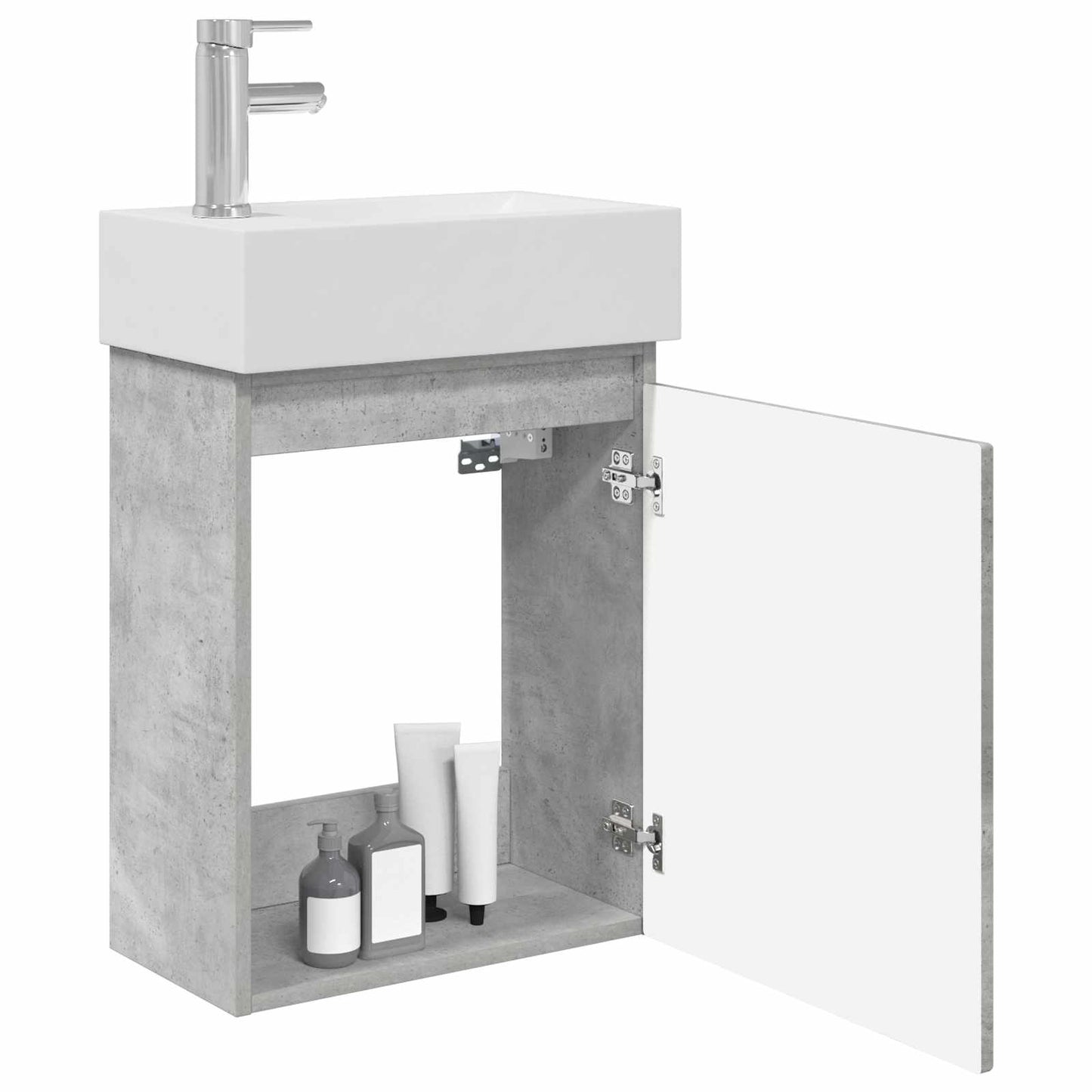 Mobile bagno con rubinetto Grigio Cemento 45,5 x 22,5 x 84 cm | homemem39