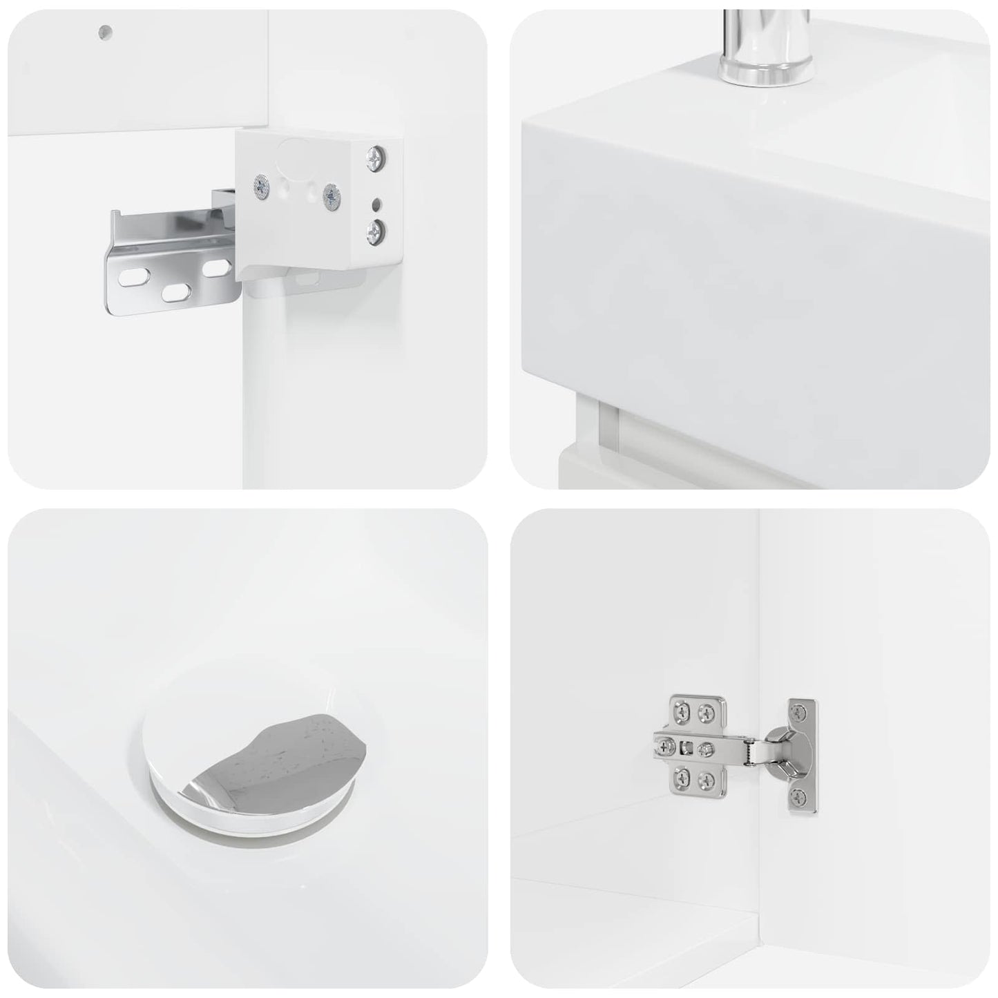 Mobile bagno con rubinetto Bianco Lucido 45,5 x 22,5 x 84 cm | homemem39