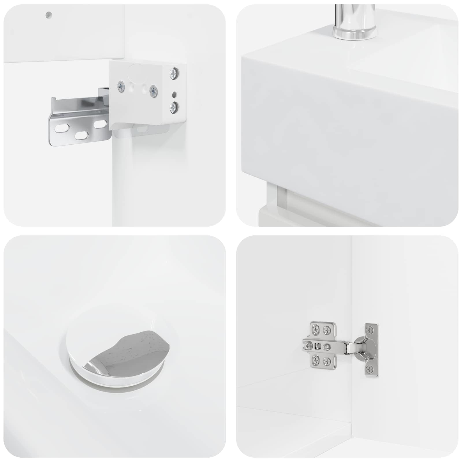 Mobile bagno con rubinetto Bianco Lucido 45,5 x 22,5 x 84 cm | homemem39