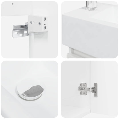 Mobile bagno con rubinetto Bianco Lucido 45,5 x 22,5 x 84 cm | homemem39