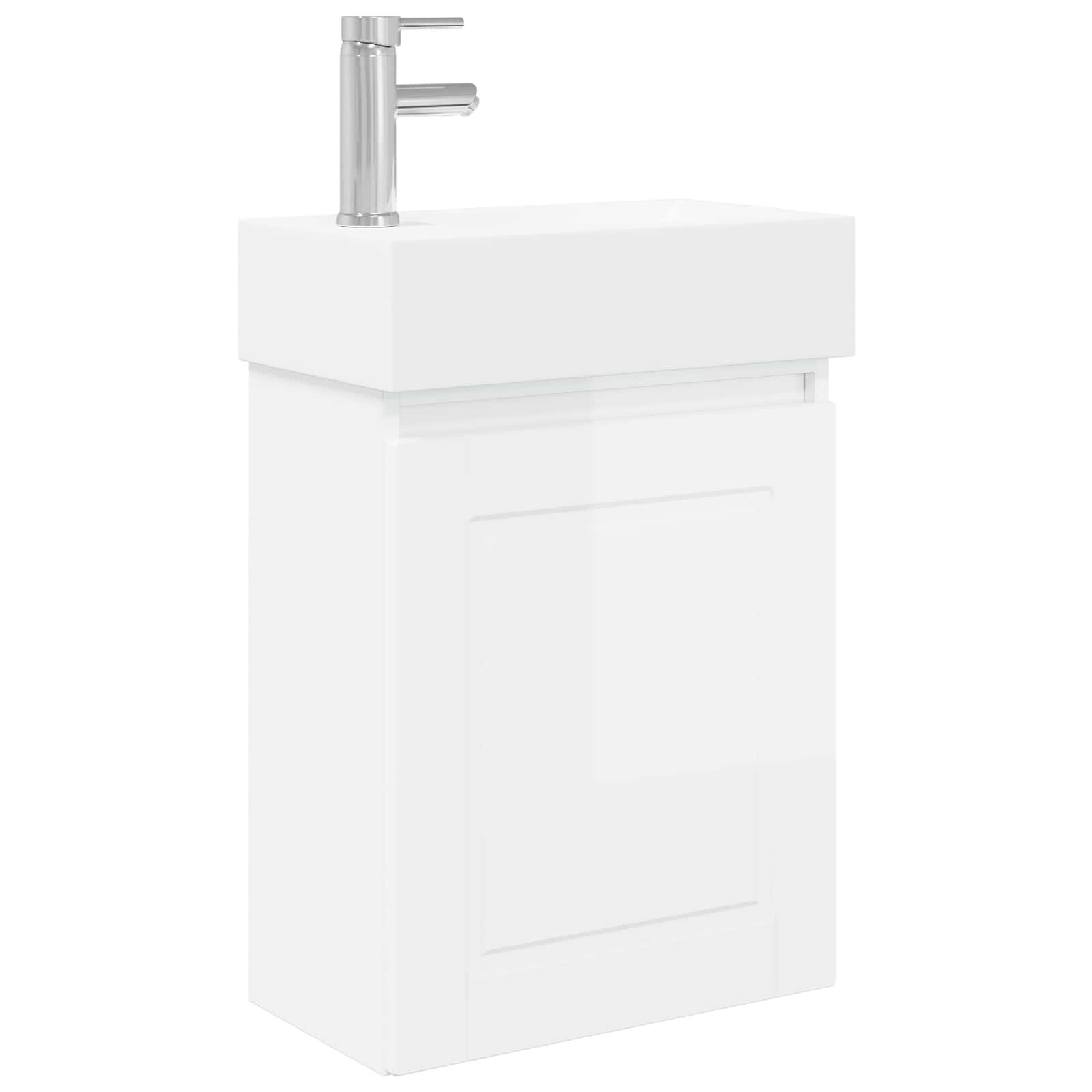 Mobile bagno con rubinetto Bianco Lucido 45,5 x 22,5 x 84 cm | homemem39