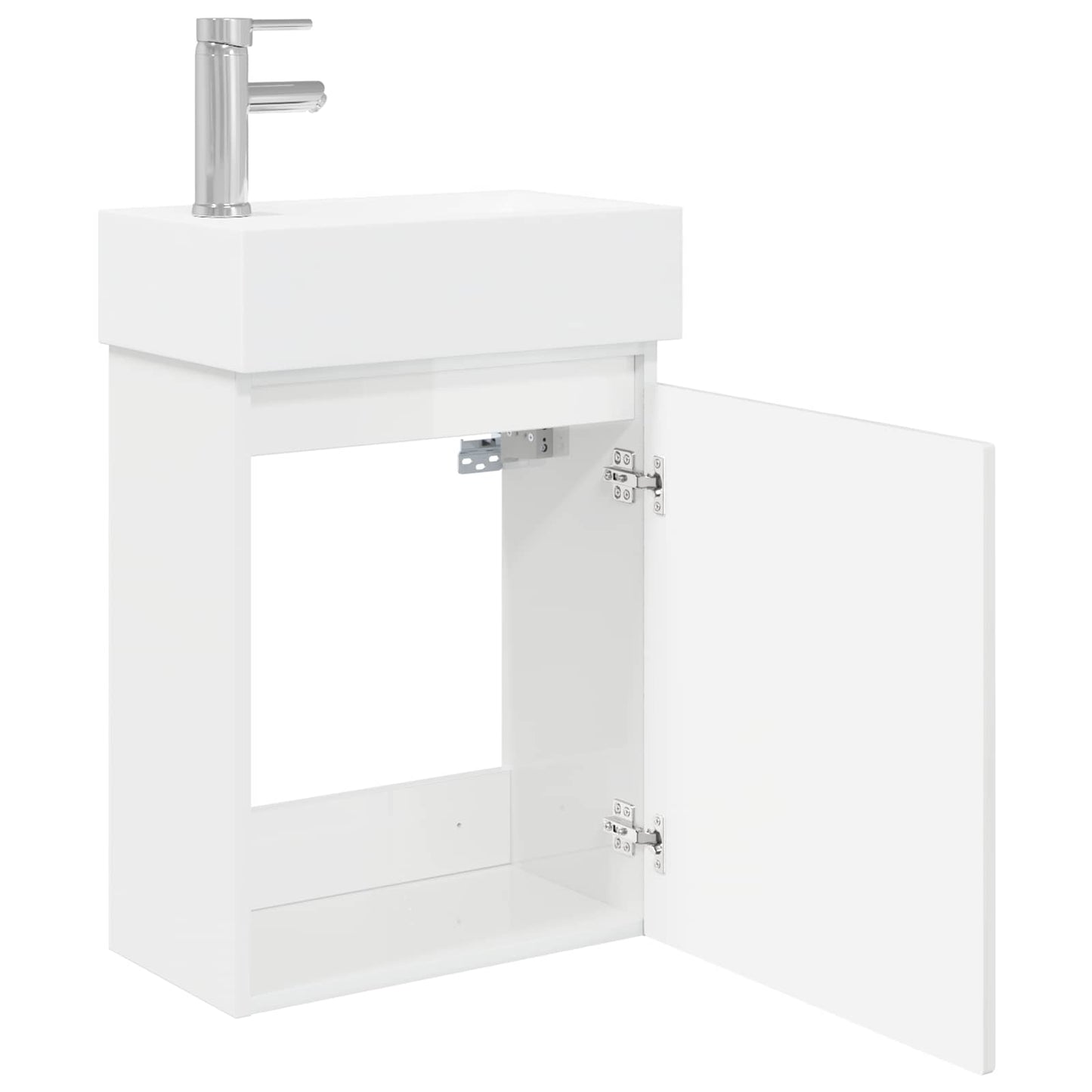 Mobile bagno con rubinetto Bianco Lucido 45,5 x 22,5 x 84 cm | homemem39