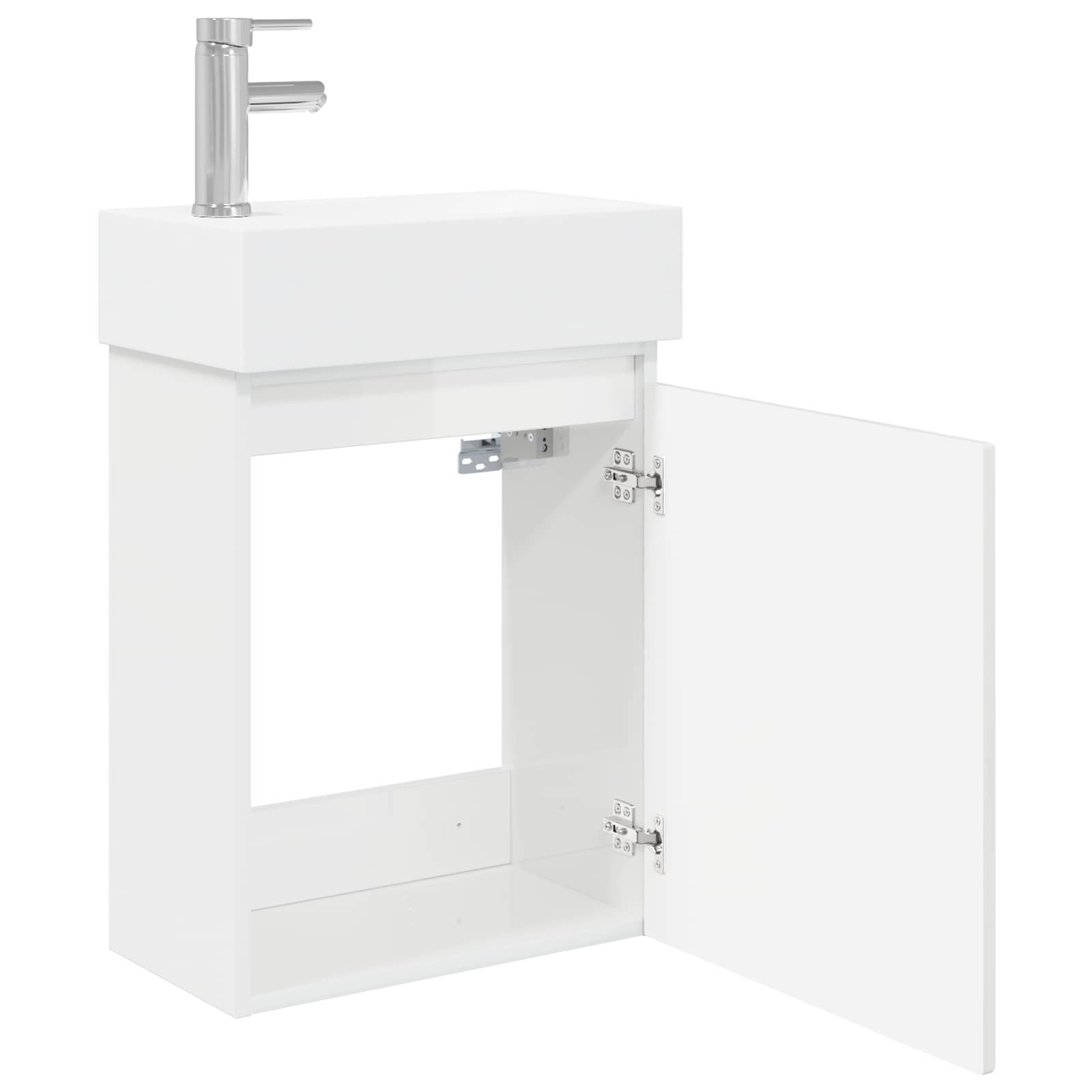 Mobile bagno con rubinetto Bianco Lucido 45,5 x 22,5 x 84 cm | homemem39