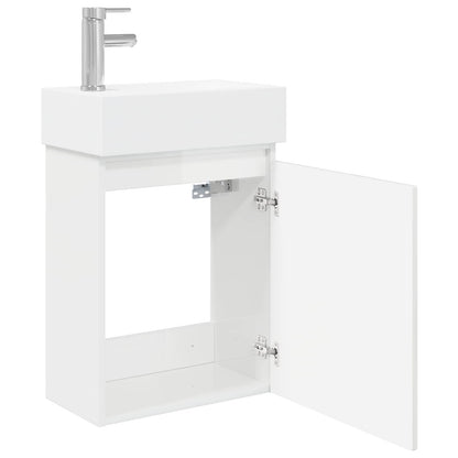 Mobile bagno con rubinetto Bianco Lucido 45,5 x 22,5 x 84 cm | homemem39