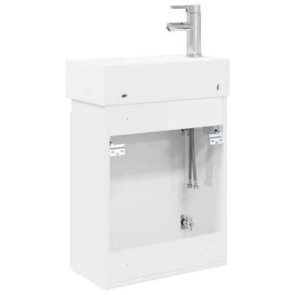 Mobile bagno con rubinetto Bianco Lucido 45,5 x 22,5 x 84 cm | homemem39