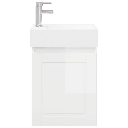 Mobile bagno con rubinetto Bianco Lucido 45,5 x 22,5 x 84 cm | homemem39