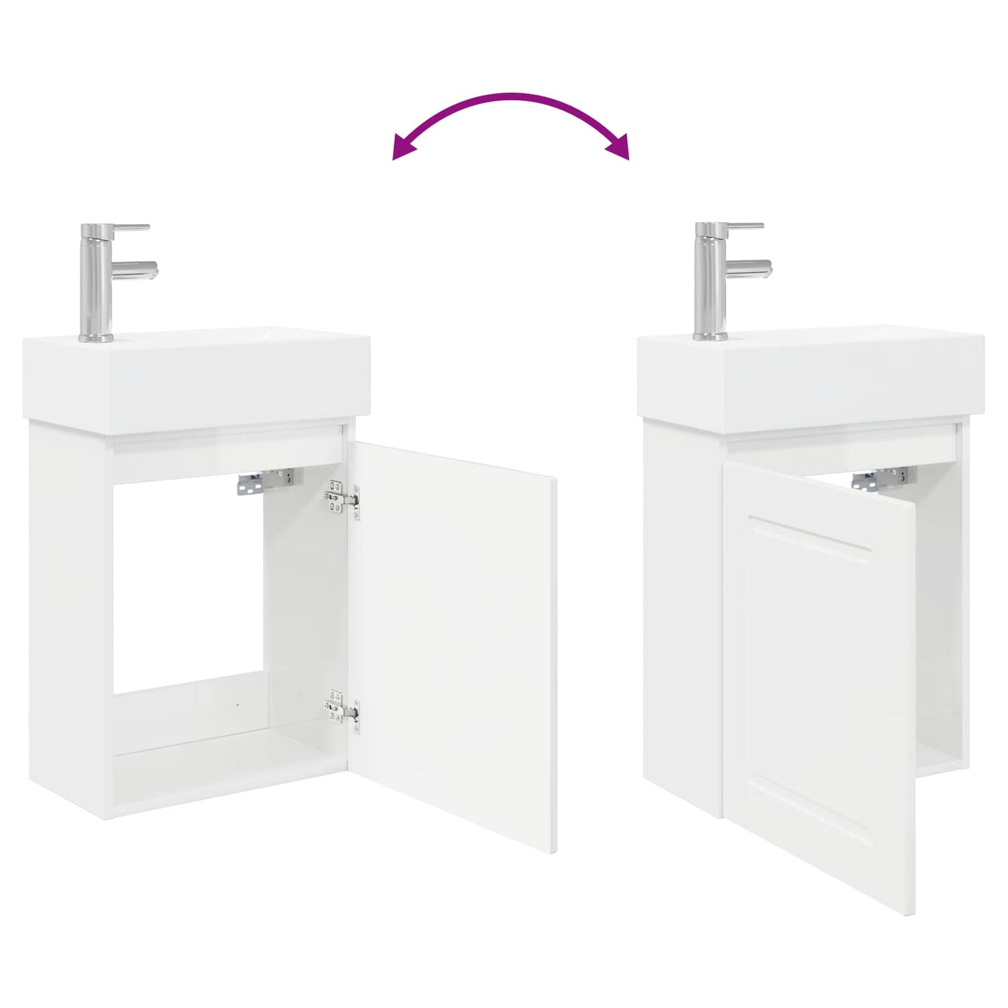 Mobile bagno con rubinetto Bianco Lucido 45,5 x 22,5 x 84 cm | homemem39