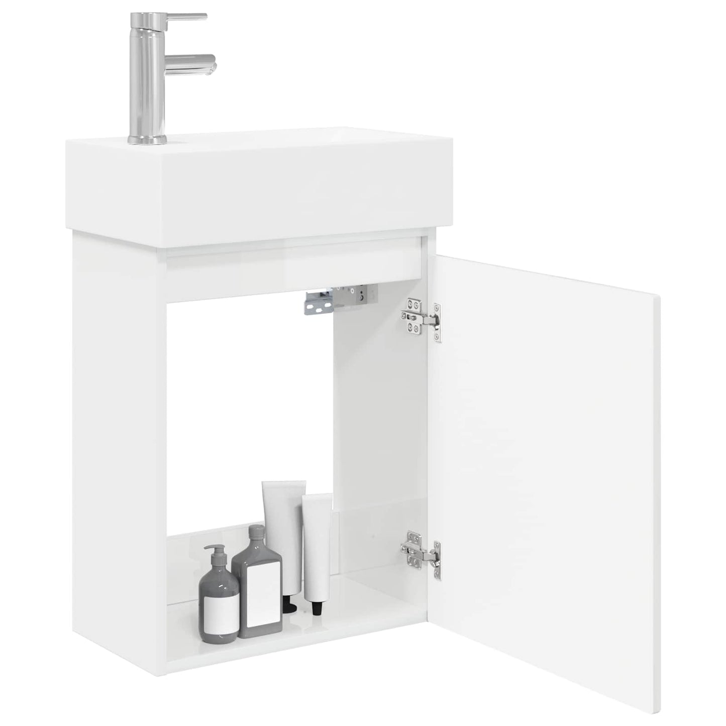 Mobile bagno con rubinetto Bianco Lucido 45,5 x 22,5 x 84 cm