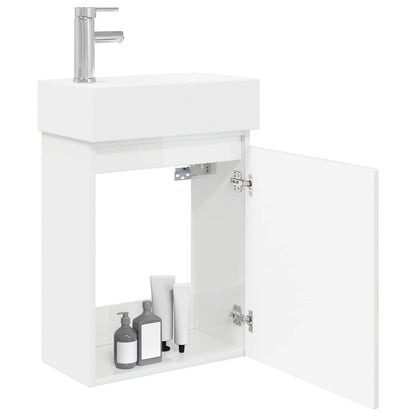 Mobile bagno con rubinetto Bianco Lucido 45,5 x 22,5 x 84 cm