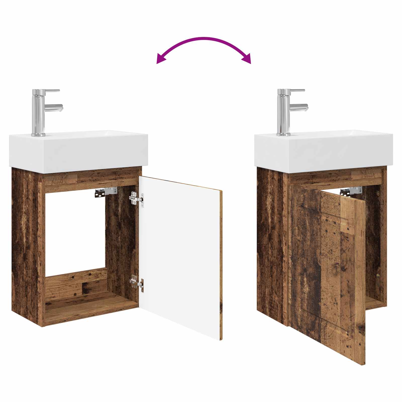 Mobile bagno con rubinetto Legno antico 45,5 x 22,5 x 84 cm | homemem39