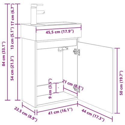 Mobile bagno con rubinetto Legno antico 45,5 x 22,5 x 84 cm | homemem39