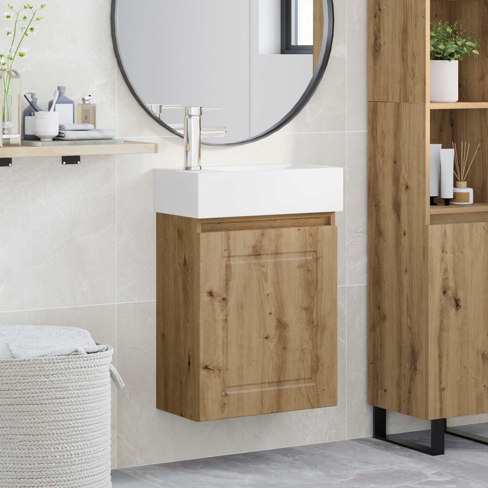 Mobile bagno con rubinetto Rovere Artigianale | homemem39