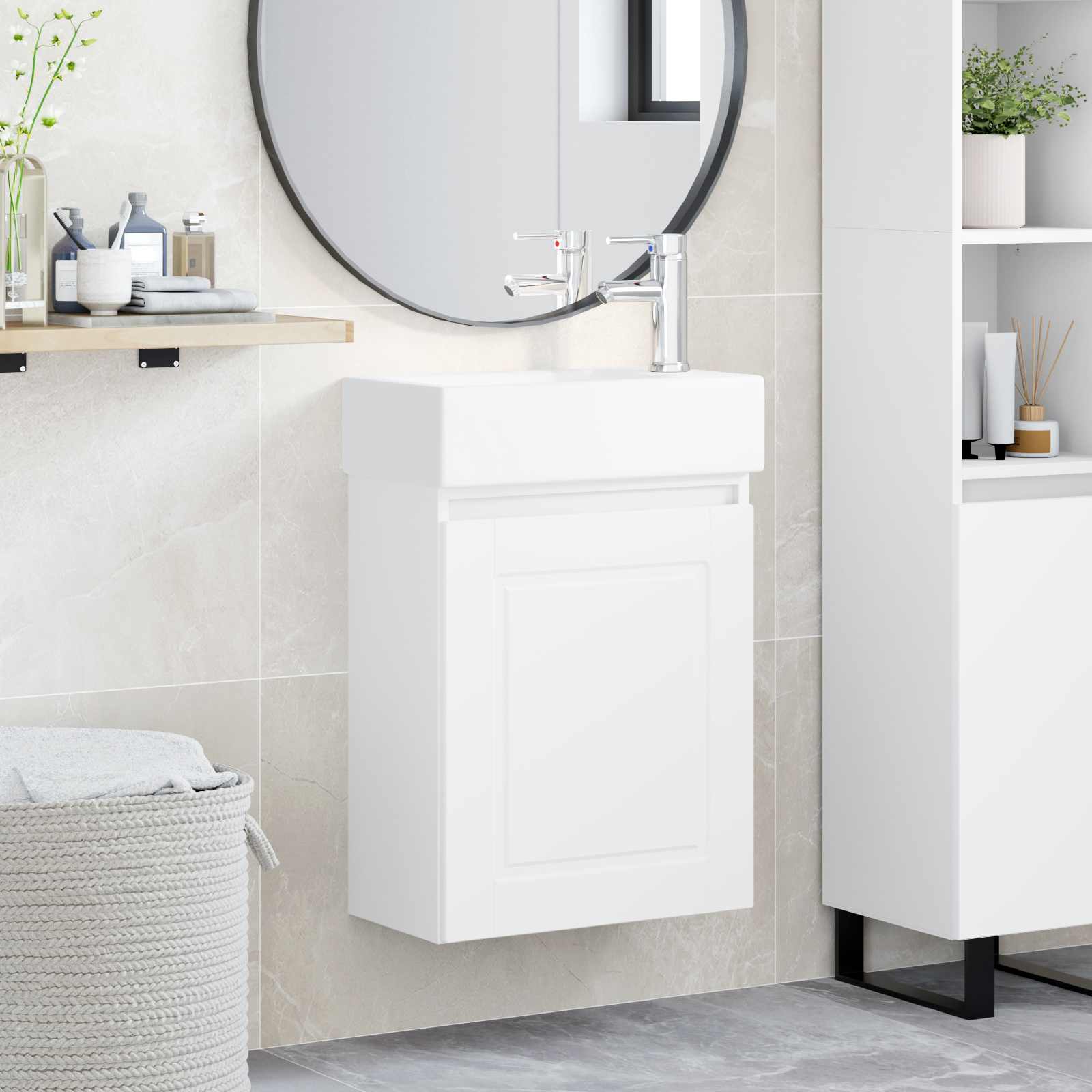 Mobile bagno con rubinetto Bianco 45,5 x 22,5 x 84 cm | homemem39