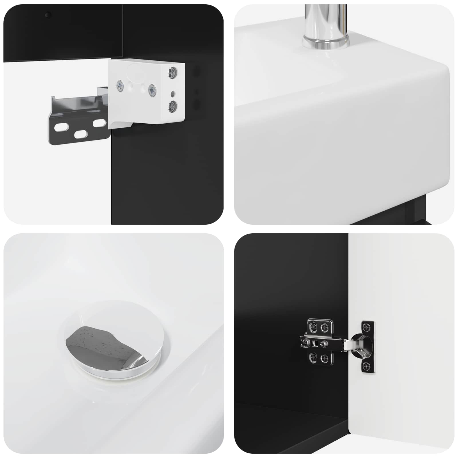 Mobile bagno con rubinetto Nero 45,5 x 22,5 x 84 cm | homemem39