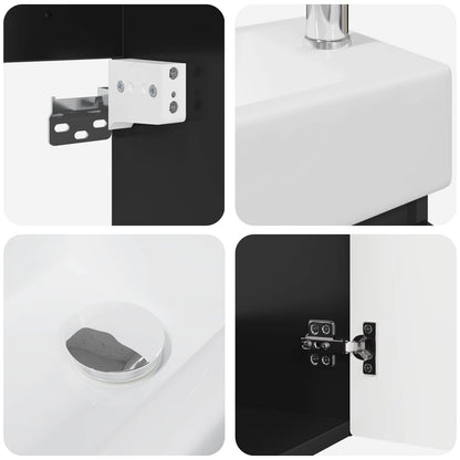 Mobile bagno con rubinetto Nero 45,5 x 22,5 x 84 cm | homemem39
