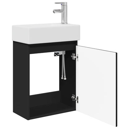 Mobile bagno con rubinetto Nero 45,5 x 22,5 x 84 cm | homemem39