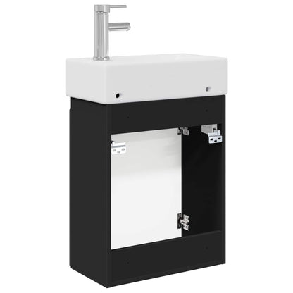 Mobile bagno con rubinetto Nero 45,5 x 22,5 x 84 cm | homemem39